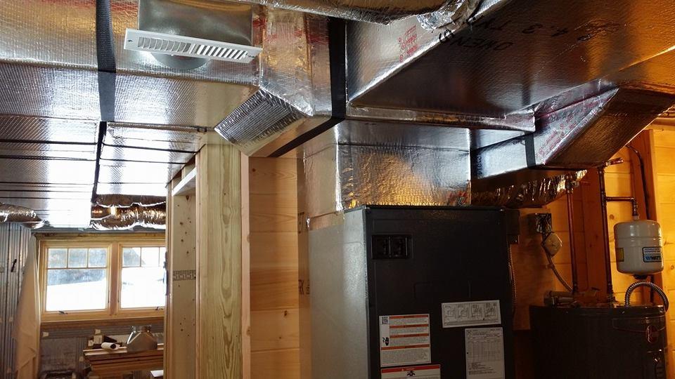 Hvac Options Log Home Under Construction, How To Run Heating Ducts In Basement