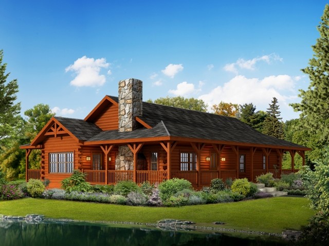 one story log homes