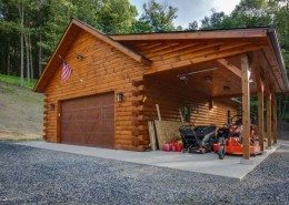 Log Garage with Lean-To