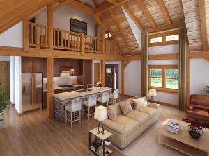 Craftsman Timber Frame Living Area, Craftsman Timber Frame Design, craftsman timber frame fall feature home, timber frame homes, small timber frame designs, Timberhaven