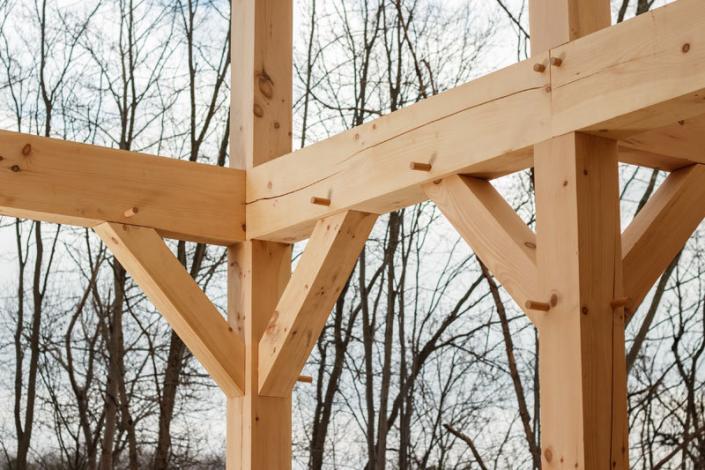 Multiple timber frame connections