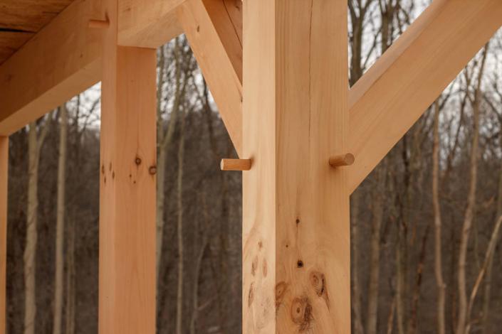 Posts and pegs of timber frame construction