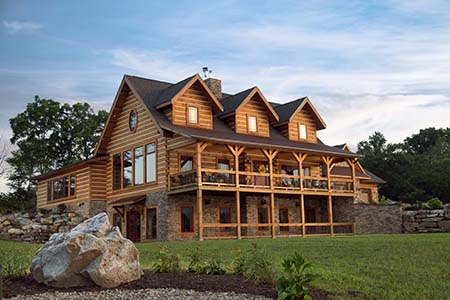 Log Home Exterior Stacked Porches