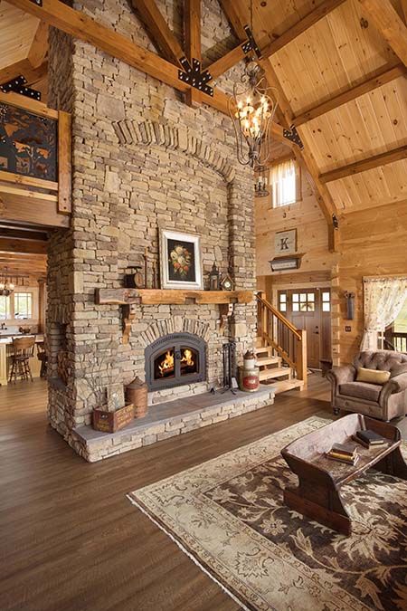 Great Rooms Timberhaven Log Timber, Log Home Stone Fireplace Pictures
