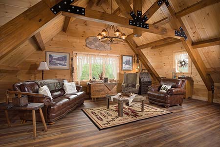 Warm and Inviting Log Home Loft