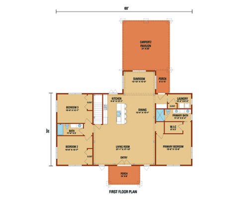 Floor Plan for the Willow Grove II Barndominium, Willow Grove, Willow Grove II, Barndominium, Timberhaven