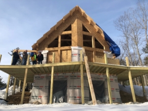 log home under construction in the snow, bringing log home dreams to fruition, Timberhaven, Aspen Hill, log home dreams